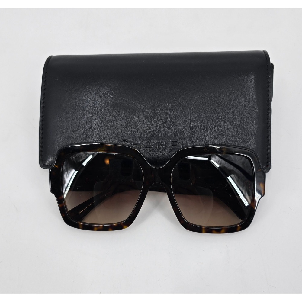 Chanel 5479 Oversized Square Sunglasses Dark Havana Brown Gold CC 56mm